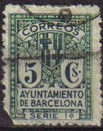 ESPAÑA Barcelona 1932 Edifil 9 Sello Escudo de la Ciudad Usado