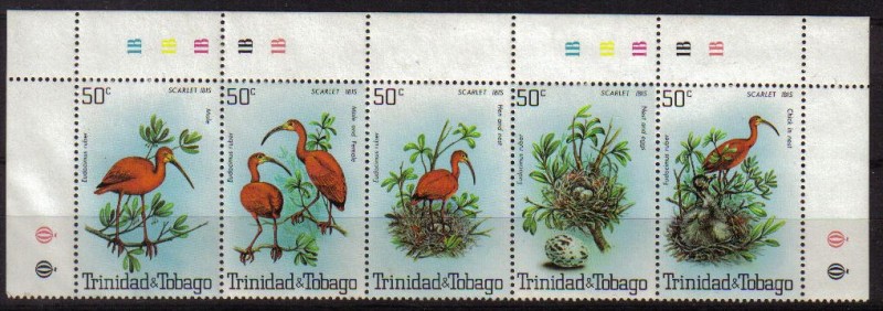 TRINIDAD Y TOBAGO 1980 Michel 411/5Sellos Nuevos Serie Pájaros IBIS SCARLET EUDOCIMUS RUBER YVERT.41