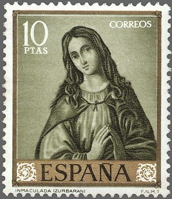 ESPAÑA 1962 1427 Sello Nuevo Pintor Francisco de Zurbaran La Inmaculada