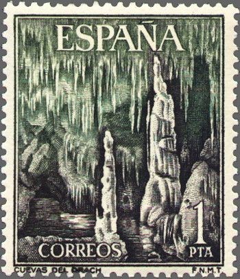ESPAÑA 1964 1548 Sello Nuevo Serie Turistica Paisajes y Monumentos Cuevas del Drach Mallorca