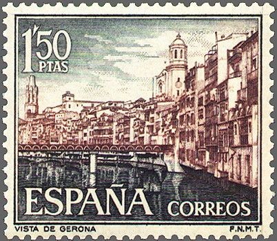 ESPAÑA 1964 1550 Sello Nuevo Serie Turistica Paisajes y Monumentos Gerona