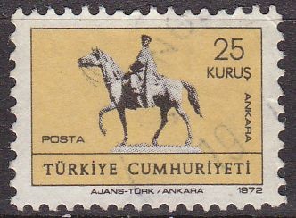 TURQUIA Turkia 1972 Scott 1911 Sello Estatua a Caballo de Kernal Ataturk usado Ankara