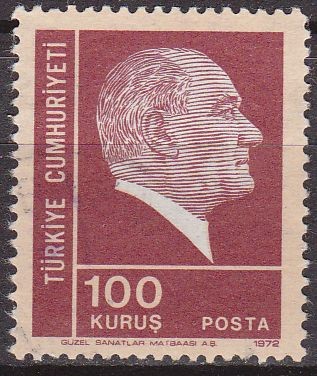 TURQUIA Turkia 1973 Scott 1923 Sello Fundador y 1º Presidente Mustafa Kernal Ataturk usado