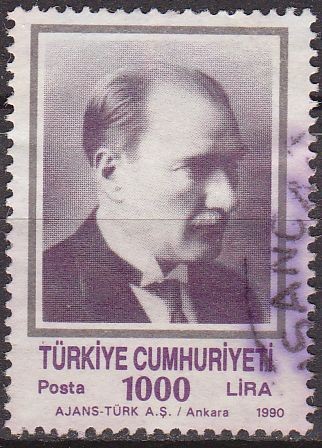 TURQUIA Turkia 1990 Scott 2486 Sello Fundador y 1º Presidente Mustafa Kernal Ataturk Usado