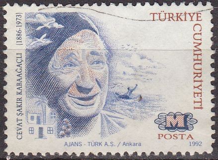 TURQUIA Turkia 1992 Scott 2562 Sello Serie Personajes Autora Cevat Sakir Kabaagacil Usado