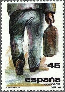 2846 - La emigración - Figura de hombre con maleta, alejándose