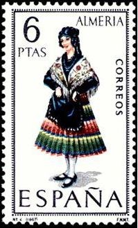 ESPAÑA 1967 1770 Sello ** Trajes Tipicos Españoles Almeria