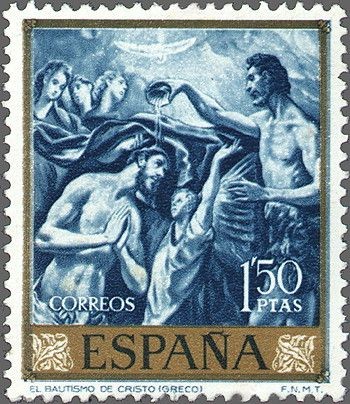 ESPAÑA 1961 1335 Sello Nuevo Domenico Theotocopoulos El Greco El Bautismo de Cristo