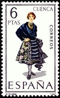 ESPAÑA 1968 1842 Sello ** Trajes Tipicos Españoles Cuenca