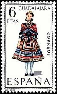 ESPAÑA 1968 1847 Sello ** Trajes Tipicos Españoles Guadalajara