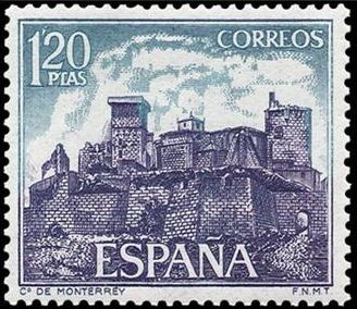 ESPAÑA 1970 1978 Sello Nuevo Castillos de España Monterrey Verin Orense