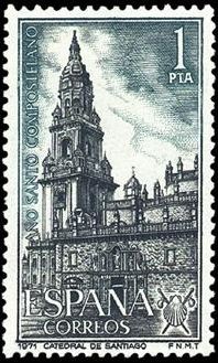 ESPAÑA 1971 2063 Sello Nuevo Año Santo Compostelano Catedral de Santiago