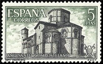 ESPAÑA 1971 2070 Sello Nuevo Año Santo Compostelano Iglesia de San Martin Fromista