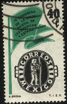 IX Congreso de la Unión Postal de las Américas y España. Bandera y emblema postal.
