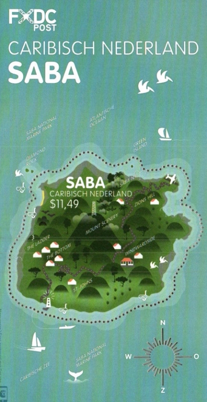 Mapa de la isla de Saba