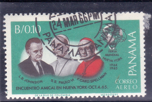 El presidente L. B. Johnson, el Papa Pablo VI y el cardenal Spellman