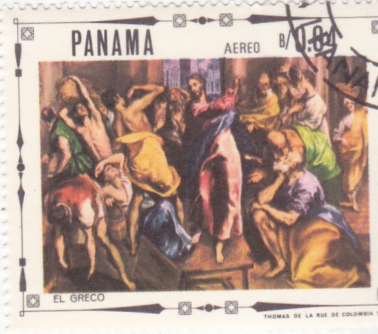 PINTURA-Cristo y los cambistas en el templo, de El Greco