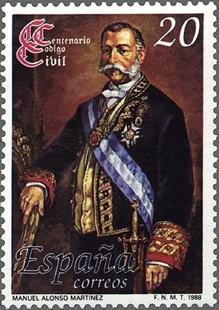 2968 - I Centenario del Código Civil - D. Manuel Alonso Martínez, ministro de Gracia y Justicia