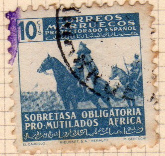 1943 Marruecos: Pro mutilados de guerra, sobretasa