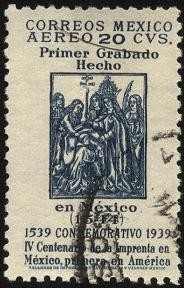 Primer Grabado hecho en México en 1514. 400 años de la imprenta en México, 1ra. en América.
