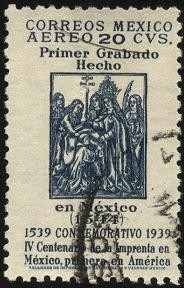 Primer Grabado hecho en México en 1514. 400 años de la imprenta en México, 1ra. en América.