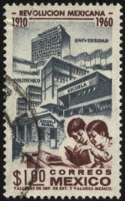50 aniversario de la Revolución Mexicana. Niños estudiando. Escuelas, Politécnicos, Universidad.