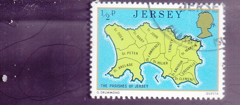 Mapa de Jersey que muestra las fortalezas por Thomas Phillips
