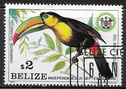 Conmemoración de la Independencia - Toucán facturado de la quilla (Ramphastos sulfuratus)