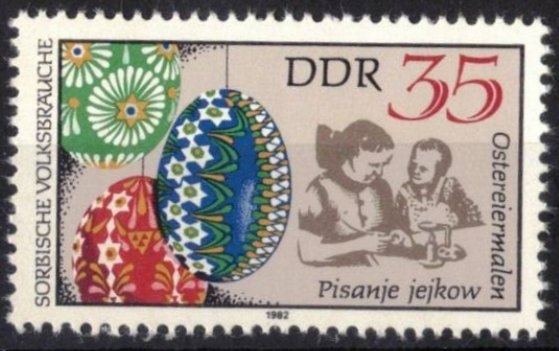 Costumbres populares sorabas, pinturas de huevos de Pascua.