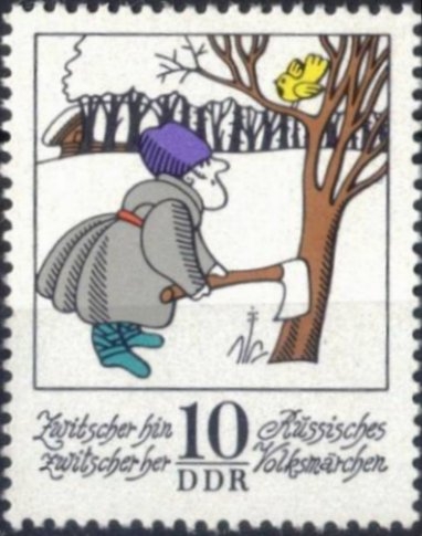 Cuento popular ruso de invierno , chirr�a aqu� y all�.