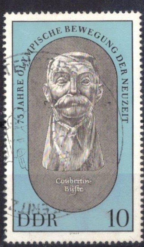 75� Aniversario del Movimiento Ol�mpico Moderno.Busto de Coubertin.