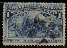 USA 1893 Scott 230 Sello Descubrimiento America Colon Tierra a la Vista usado Estados Unidos Etats