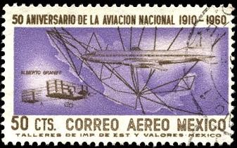 50 años de la aviación nacional.  1910 - 1960. Primer vuelo en méxico ALBERTO BRANIFF.