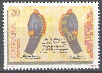 I Centenario de la creación del Cuerpo de Correos. Uniformes.