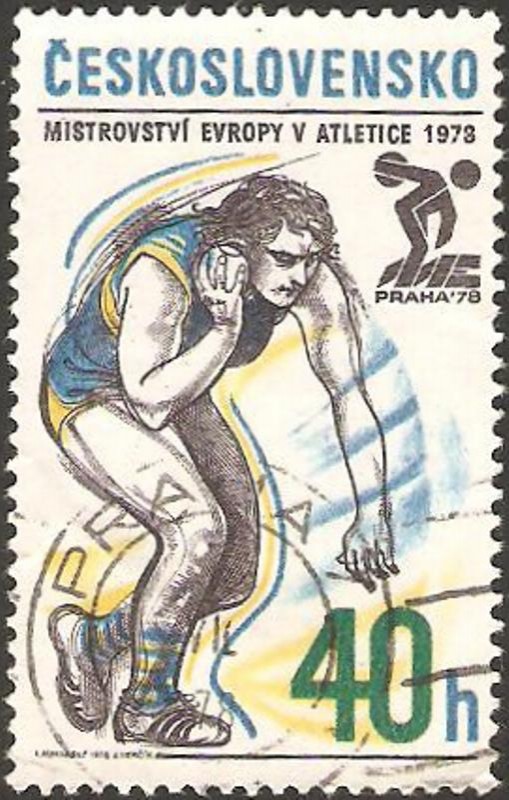 2267 - Campeonato europeo de atletismo en Praga, lanzamiento de peso