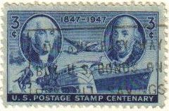 USA 1947 Scott 947 Sello Centenario US Postage Washington y Franklin usado Estados Unidos Etats Unis