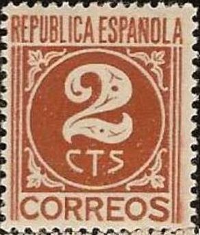 ESPAÑA 1936 731 Sello Nuevo Cifra 2cts