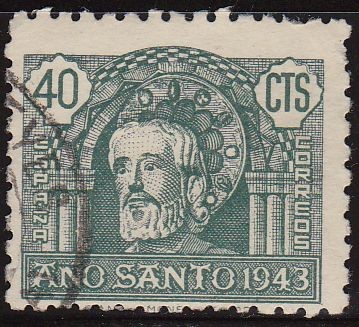 ESPAÑA 1943-4 965 Sello Año Santo Compostelano El Apostol Santiago 40c usado