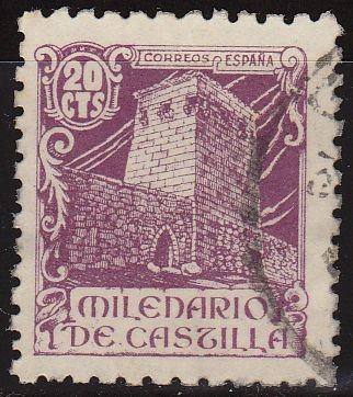 ESPAÑA 1944 977 Sello Milenario de Castilla. Avila 20c usado