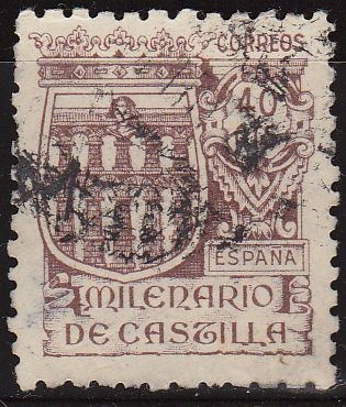 ESPAÑA 1944 978 Sello Milenario de Castilla. Segovia 40c usado