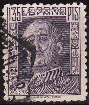 ESPAÑA 1946 1001 Sello º General Francisco Franco 1,35p