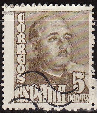 ESPAÑA 1948 1020 Sello General Franco 5c Usado Stamps