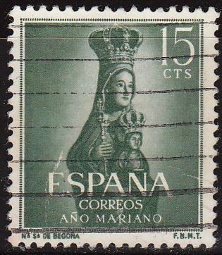 ESPAÑA 1954 1133 Sello Año Mariano Ntra. Sra. de Begoña Bilbao 15c Usado