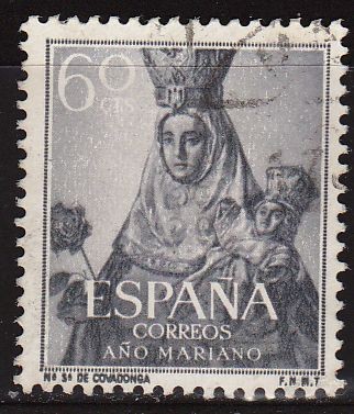 ESPAÑA 1954 1137 Sello Año Mariano Ntra. Sra. de Covadonga Asturias 60c Usado