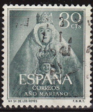 ESPAÑA 1954 1138 Sello Año Mariano Ntra. Sra. de los Reyes Sevilla 80c Usado