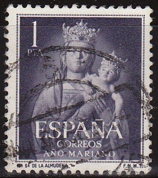 ESPAÑA 1954 1139 Sello Año Mariano Ntra. Sra. de la Almudena Madrid 1p Usado