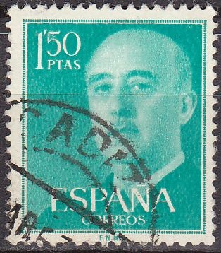 ESPAÑA 1955 1155 Sello General Franco 1,50pts Usado