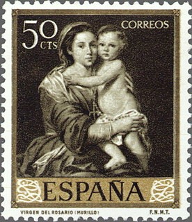 ESPAÑA 1960 1272 Sello Nuevo Bartolomé Esteban Murillo Virgen del Rosario 50c