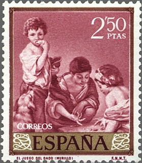 ESPAÑA 1960 1277 Sello Nuevo Bartolomé Esteban Murillo El Juego del Dado 2,50pts