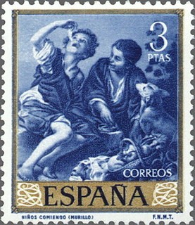 ESPAÑA 1960 1278 Sello Nuevo Bartolomé Esteban Murillo Niños Comiendo 3pts